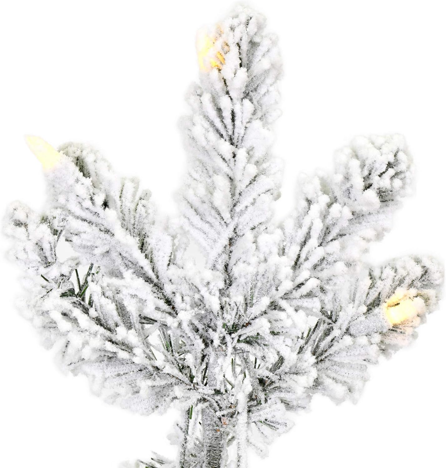 Vickerman 3' Flocked Gifford Slim Potted Pine Artificial Christmas Tree, Warm White Dura-lit LED Lights - Faux Gifford Christmas Tree - Seasonal Indoor Home Decor