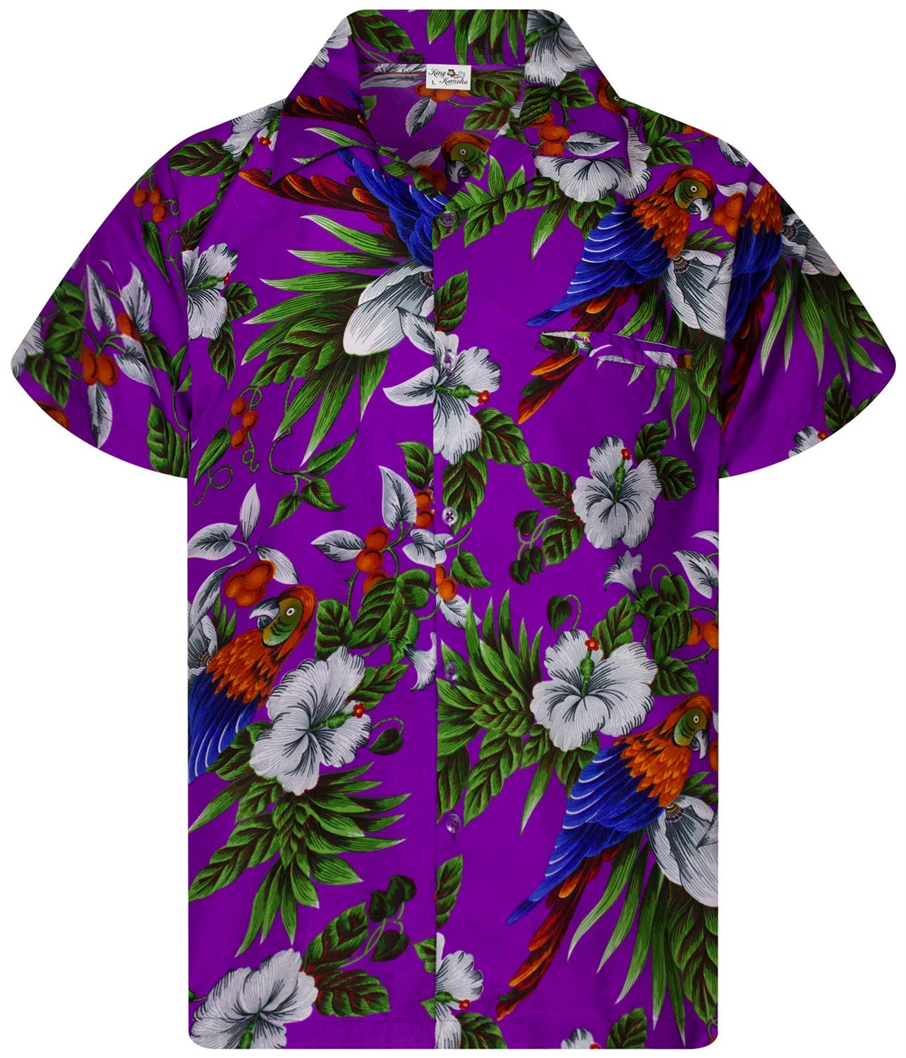 King Kameha Funky - Camisa Hawaiana para niños, niñas, Manga Corta, Bolsillo Frontal, Estampado Hawaiano, Unisex, Estampado de Leopardo