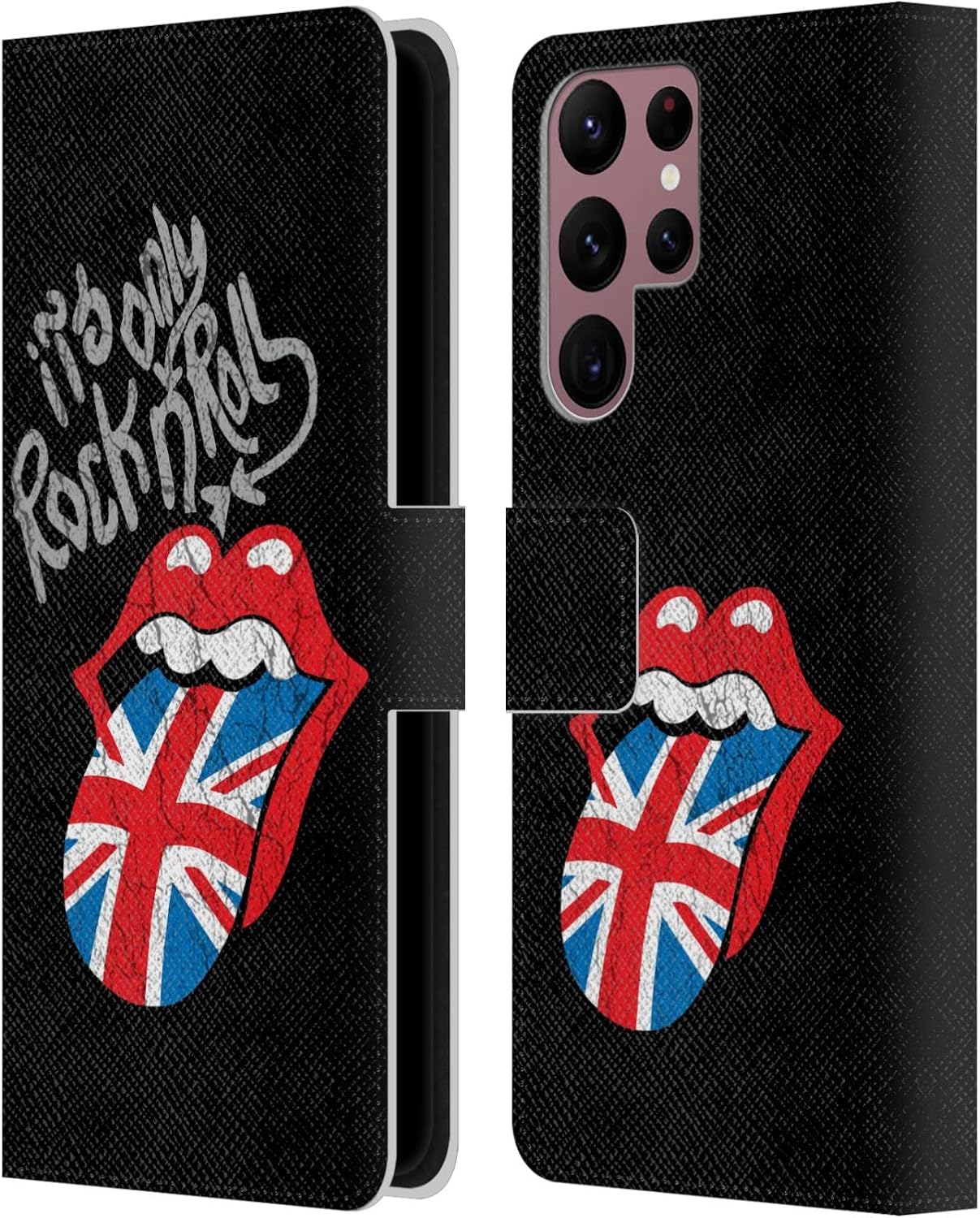 Head Case Designs Officially Licensed The Rolling Stones Only Rock and Roll Distressed Albums Leather Wallet Case Compatible with Samsung Galaxy S22 Ultra 5G