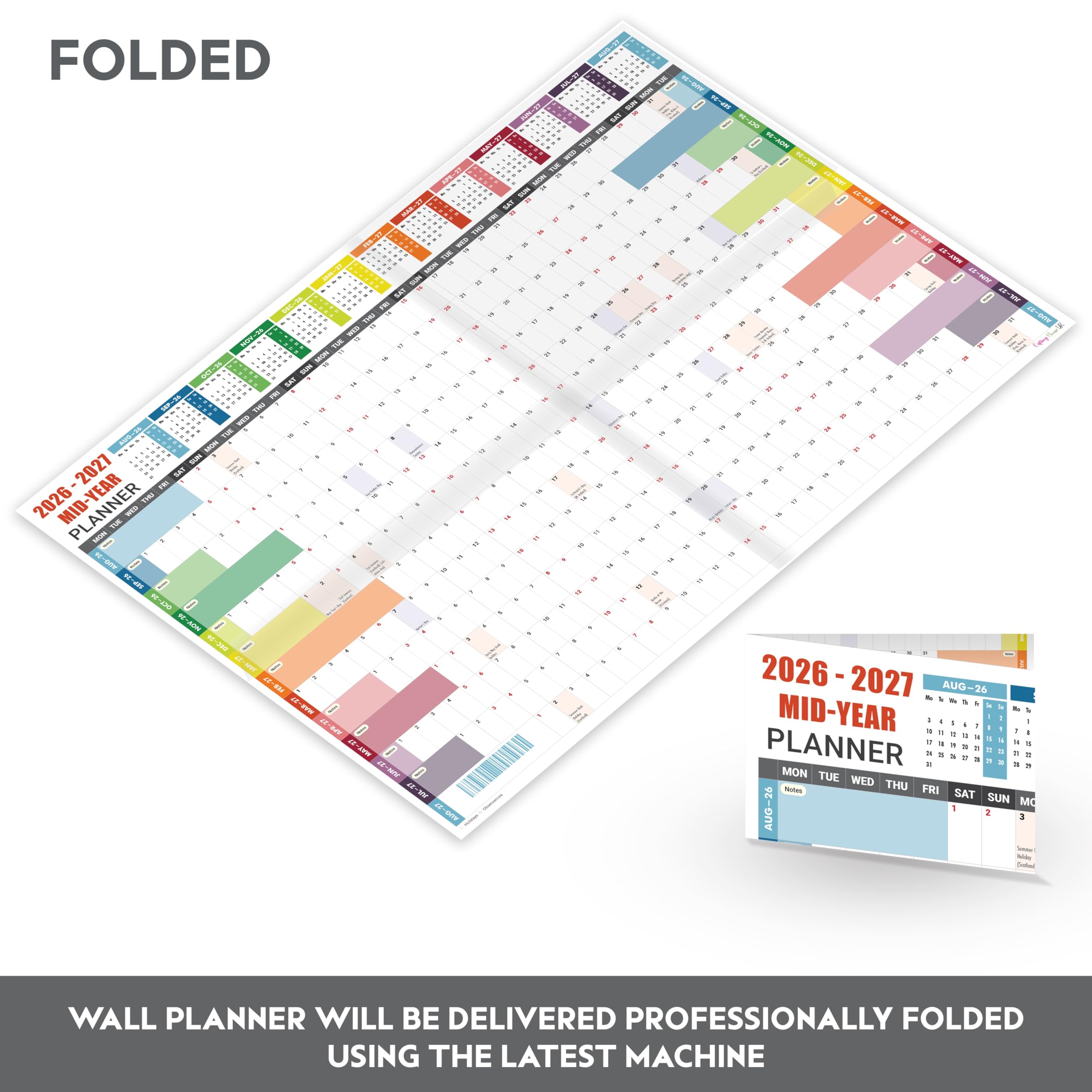 Planificador académico pared 2025-2026 laminado A1 - Calendario de agosto de 2025 a agosto de 2026 - Tamaño grande (85 x 59,4 cm) - Agenda de 13 meses 25/26 - Día