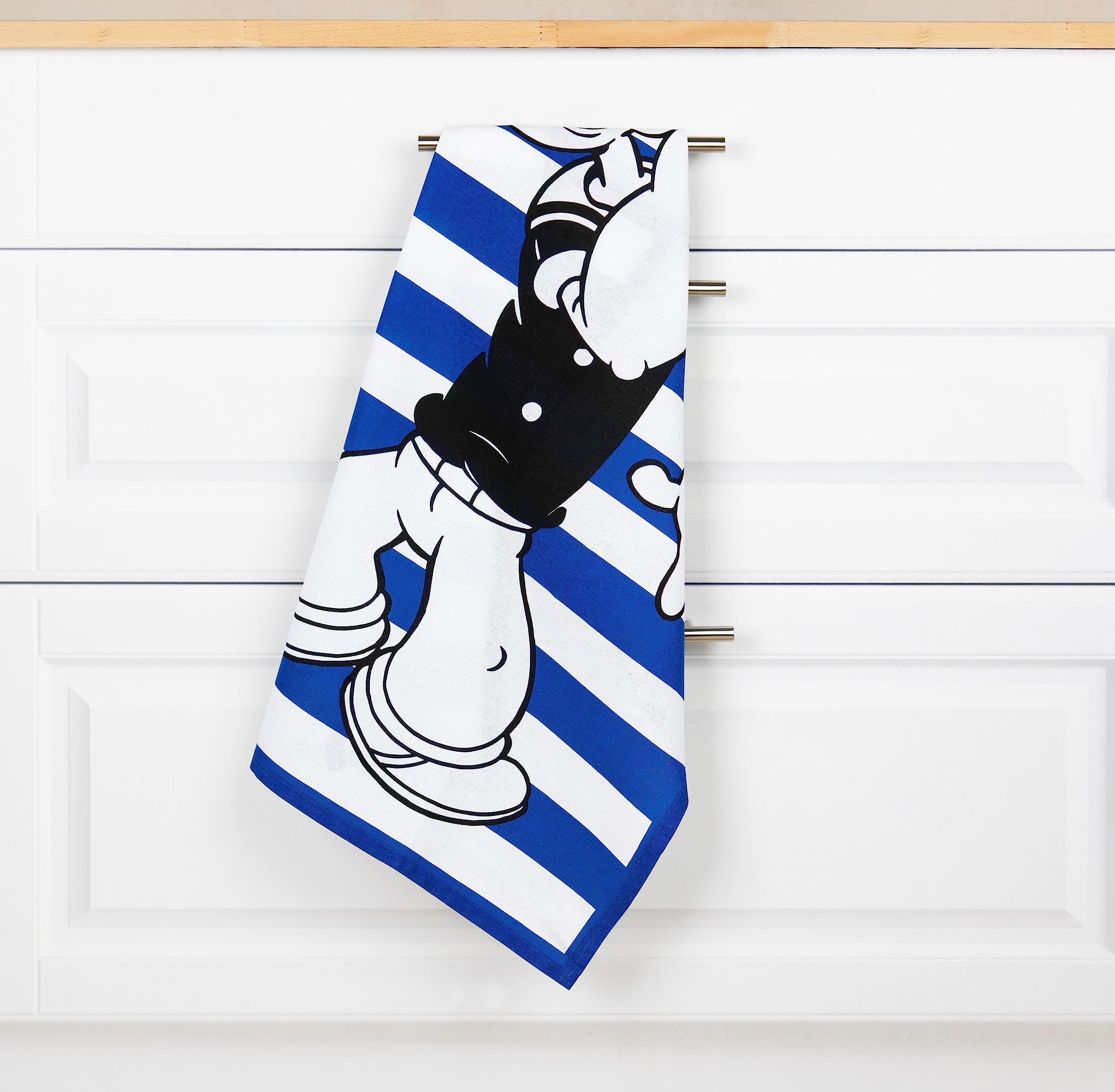 Excelsa Popeye Kitchen Towel, 100% Cotton, Cm. 70 x 50, With Hole, Front Decoration Popeye, White Back and Blue Border, Cm. 70 x 61 - Image 3