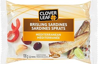 Clover Leaf Brisling Sardines Mediterranean, Canned Sardines, 106g (Pack Of 12)