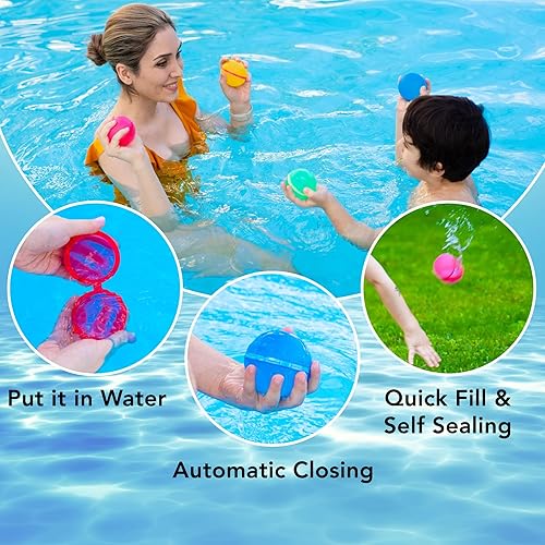 Miniatura 2 de HEALTHFUL HAVEN Globos de agua reutilizables (paquete de 12), juguetes ecológicos de silicona para piscina, juguetes perfectos de verano al aire