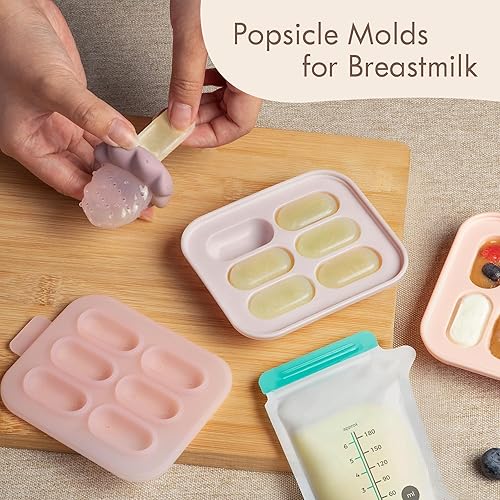 Miniatura 3 de Moonkie Alimentador de frutas para bebés con bandeja congeladora, alimentador de alimentos de silicona sin BPA para alimentación autónoma infantil,