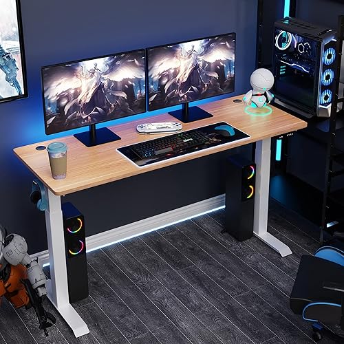 Vista 18 de Vongrasig Escritorio eléctrico de pie ajustable en altura, 63 x 24 pulgadas, mesa de pie para oficina en casa, estación de trabajo para computadora