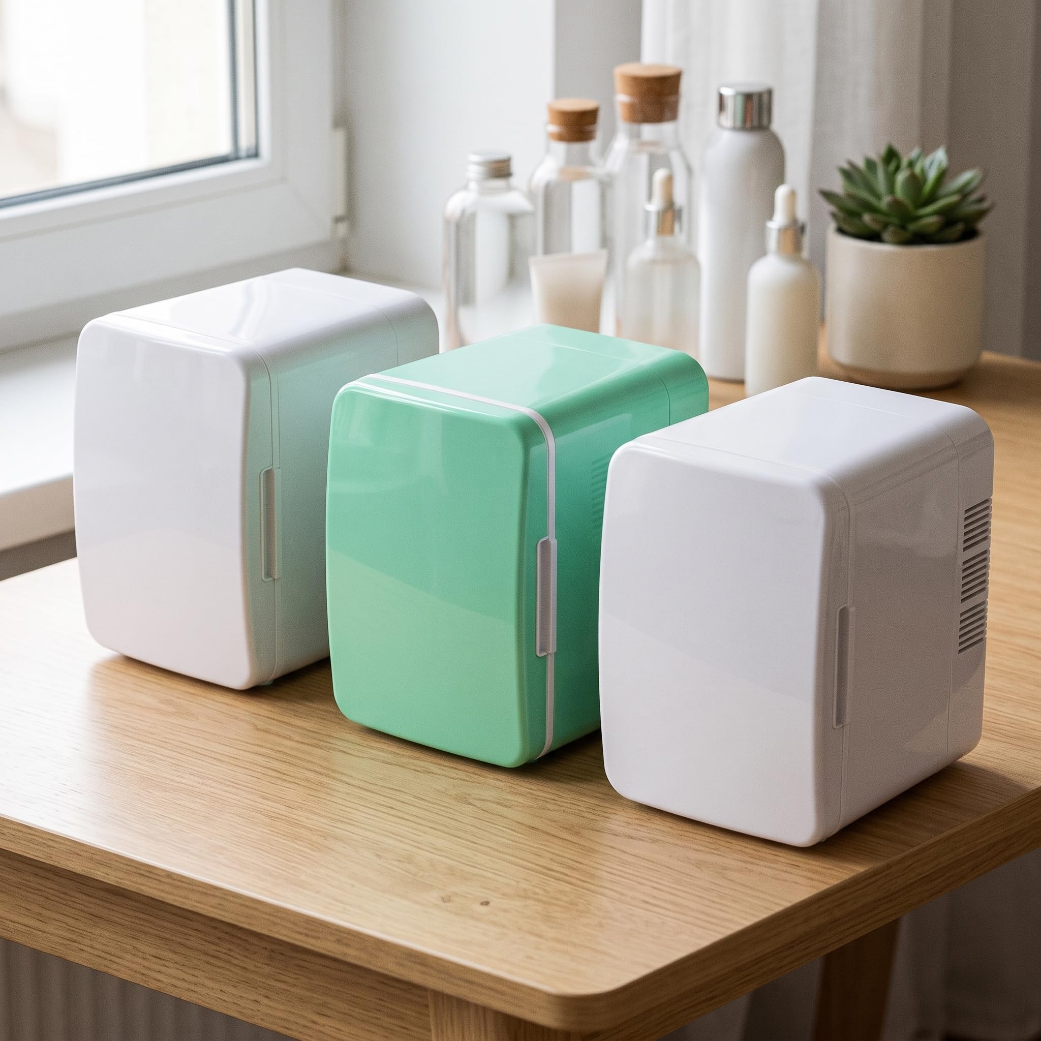Homyl Mini Frigo 4 Litri Portatile per Auto e Casa, Frigorifero Termo-elettrico DC12V/AC220V, Verde, Type-c raffreddamento e riscaldamento