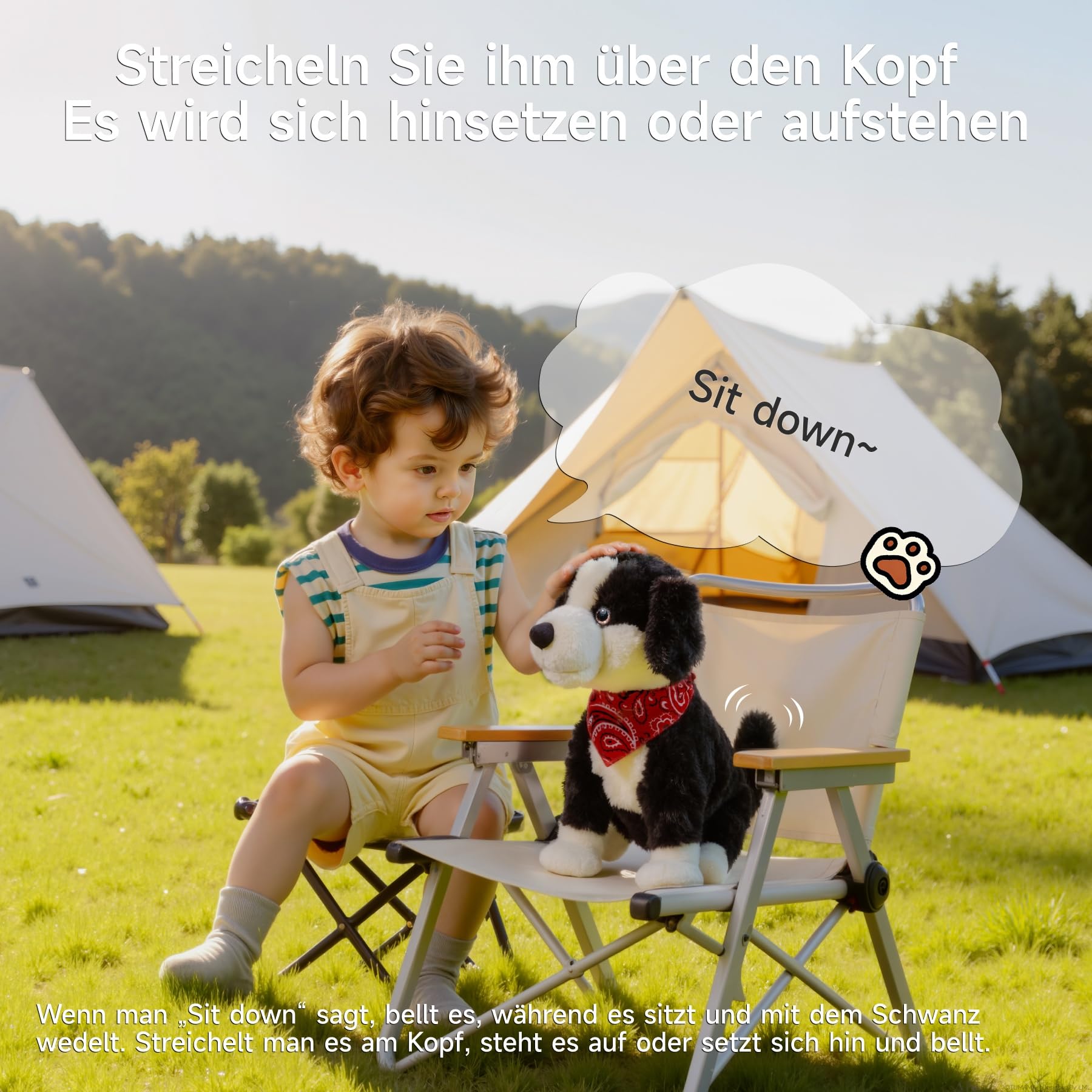 Interaktiver Kuscheltier Hund Spielzeug Kinder, Elektrisch Sprachgesteuerter Plüschhund, Läuft, Sprechender, Bellt, Schwanzwedeln, Plüschtier ab 3 Jahre