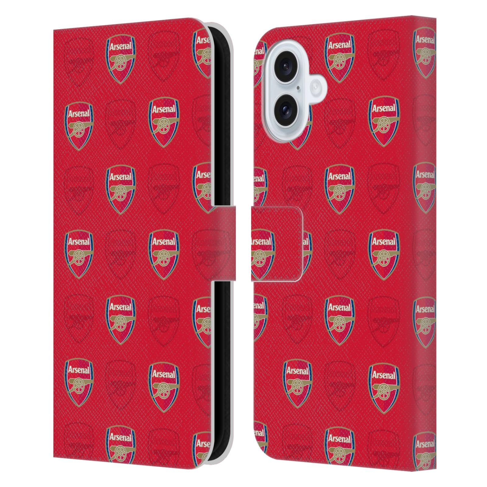 Head Case Designs Officially Licensed Arsenal FC Red Crest Patterns Leather Wallet Case Compatible With Apple iPhone 16 Plus