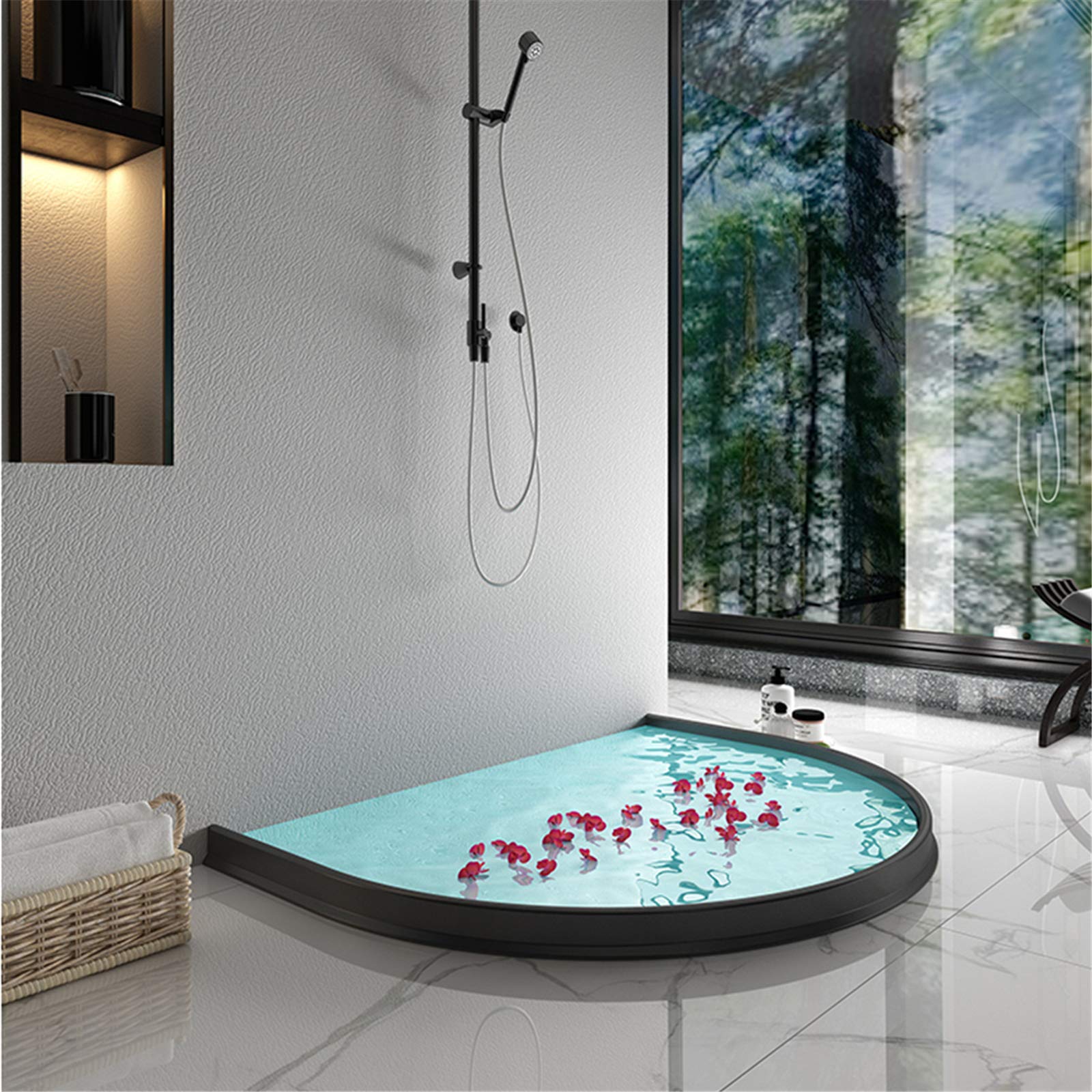 Tira de retención de Agua Junta de Suelo de Silicona para Baño o Baño, Junta para Puerta de Ducha, Evita el Desbordamiento de Agua, para Separación Húmeda y Seca, 250 cm, Negro