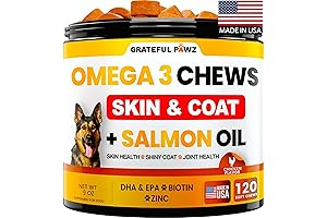 Omega 3 Soft Chews for Dogs - Premium Fish Oil for Dogs Shedding Treatment