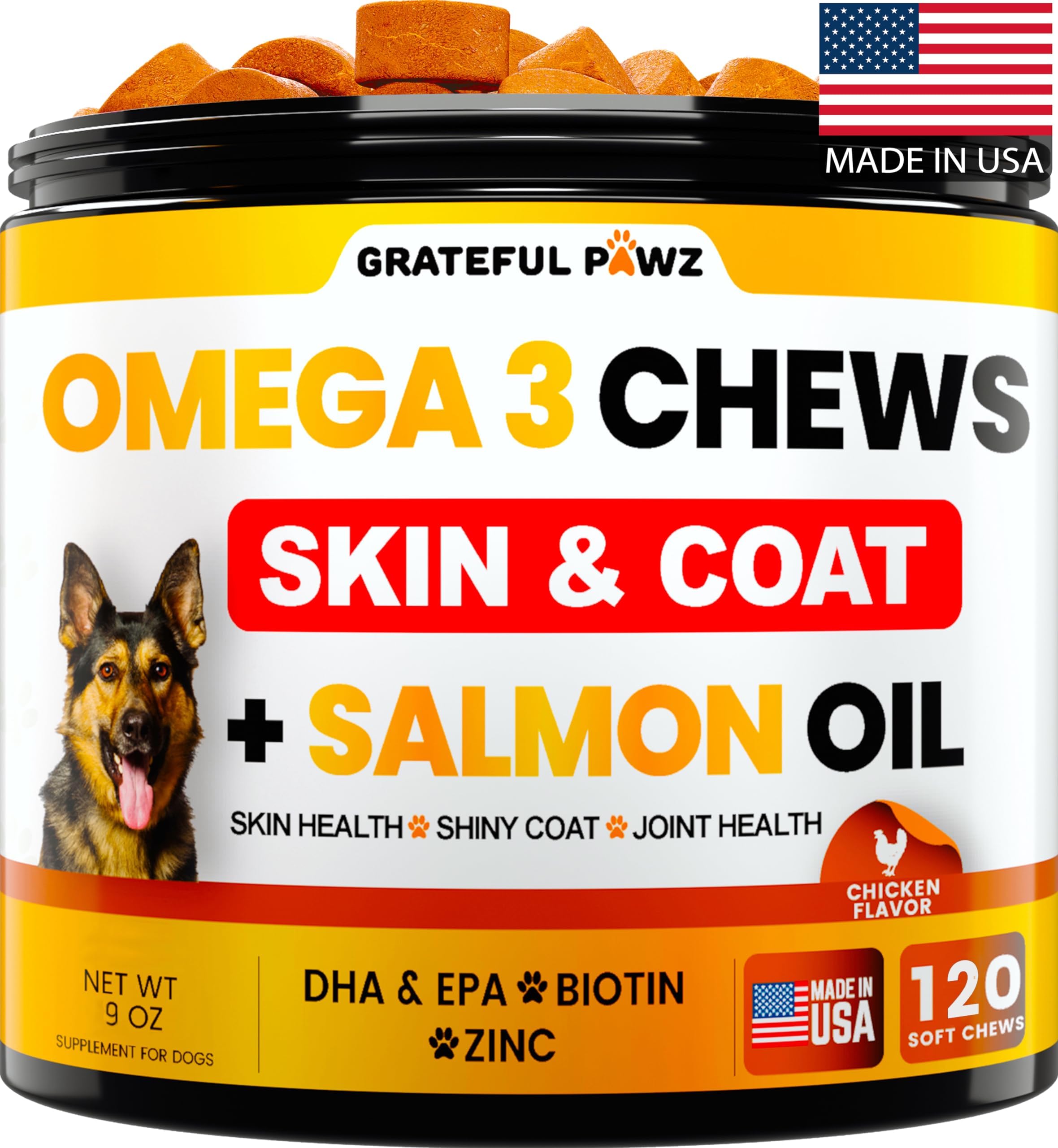 Omega 3 for Dogs Fish Oil for Dogs Chews Allergy and