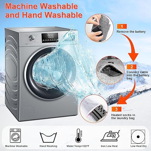 Miniatura 6 de Calcetines calefactables, calcetines térmicos para mujereshombres, recargables con control de aplicación, 7.4 V, 6000 mAh, calentadores de pies