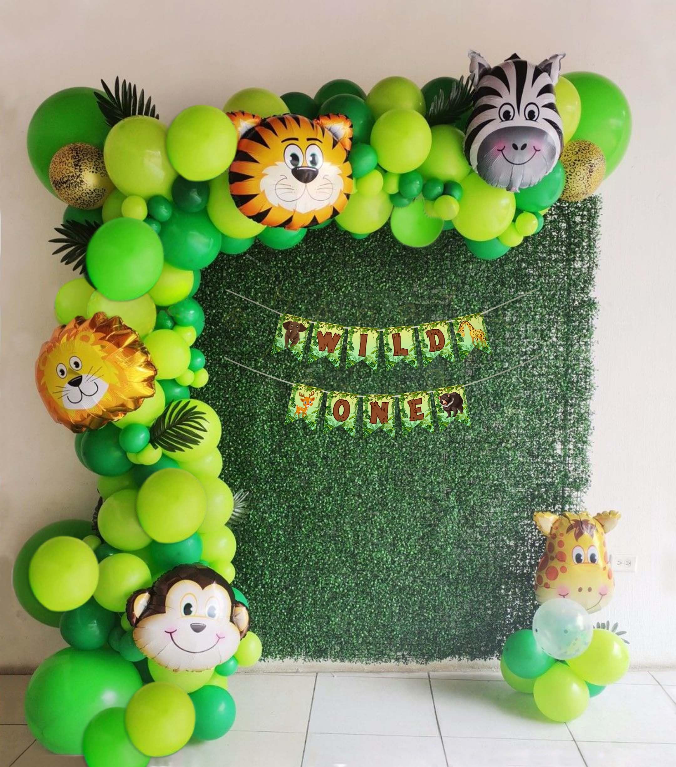 SpecialYou.in Jungle Theme 1St Birthday Decoration Items For Boys, Animal Foil Balloons For Birthday Decor, Animal Theme Birthday Decoration, Balloons For Decoration - 61 Pcs,Multicolor