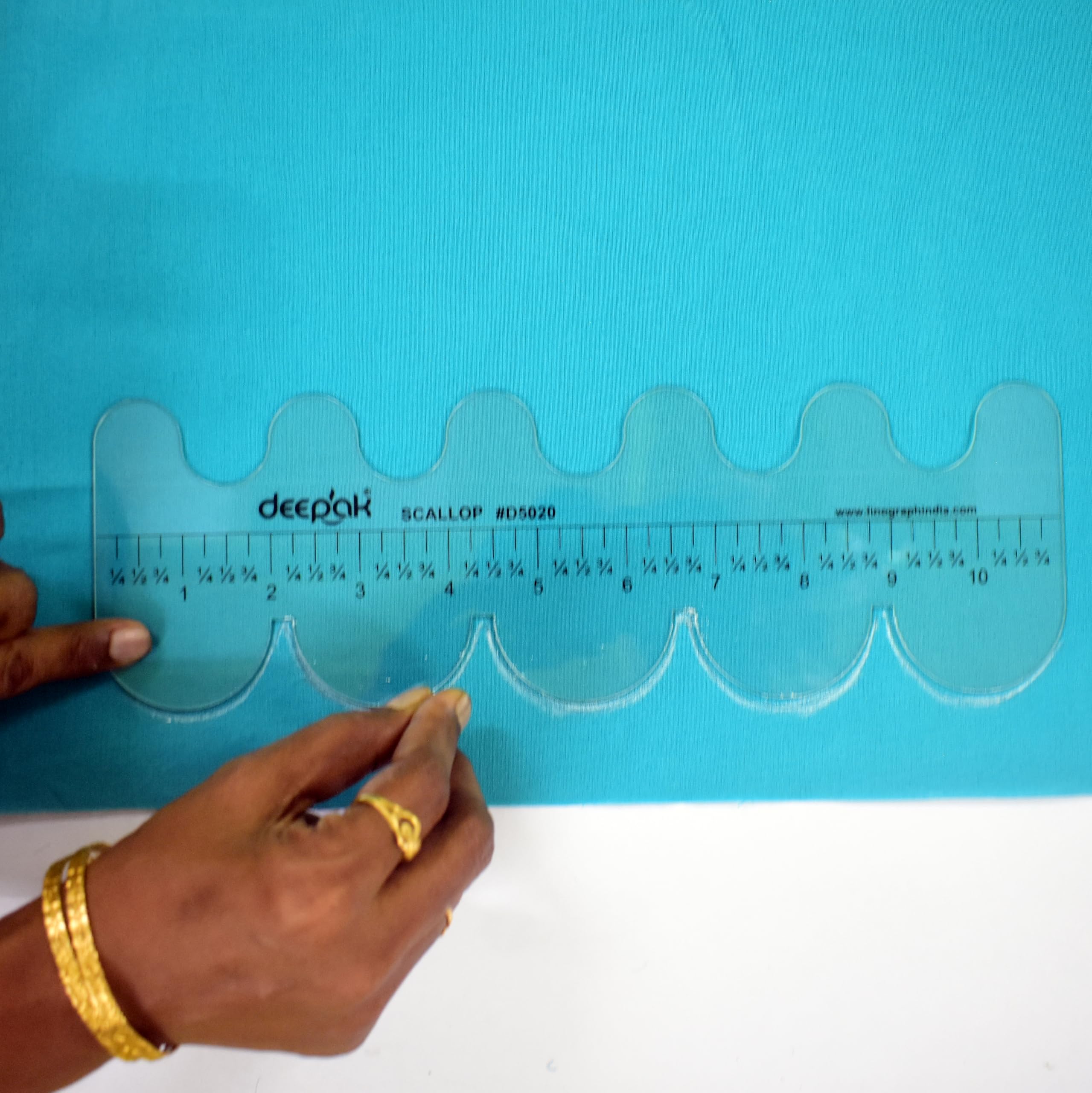 S S Mart 4mm thick Tailor's Pattern Maker, Scallop Scale, and Arm Hole Scale Combo (3 Pcs) for Tailoring, Quilting, Sewing, Fashion Designing 2