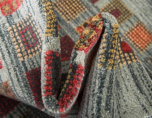 Miniatura 7 de Unique Loom Fars Collection - Alfombra rectangular de diseño moderno inspirado en tribales botánicos, 9 pies x 12 pies, color azul claroazul marino