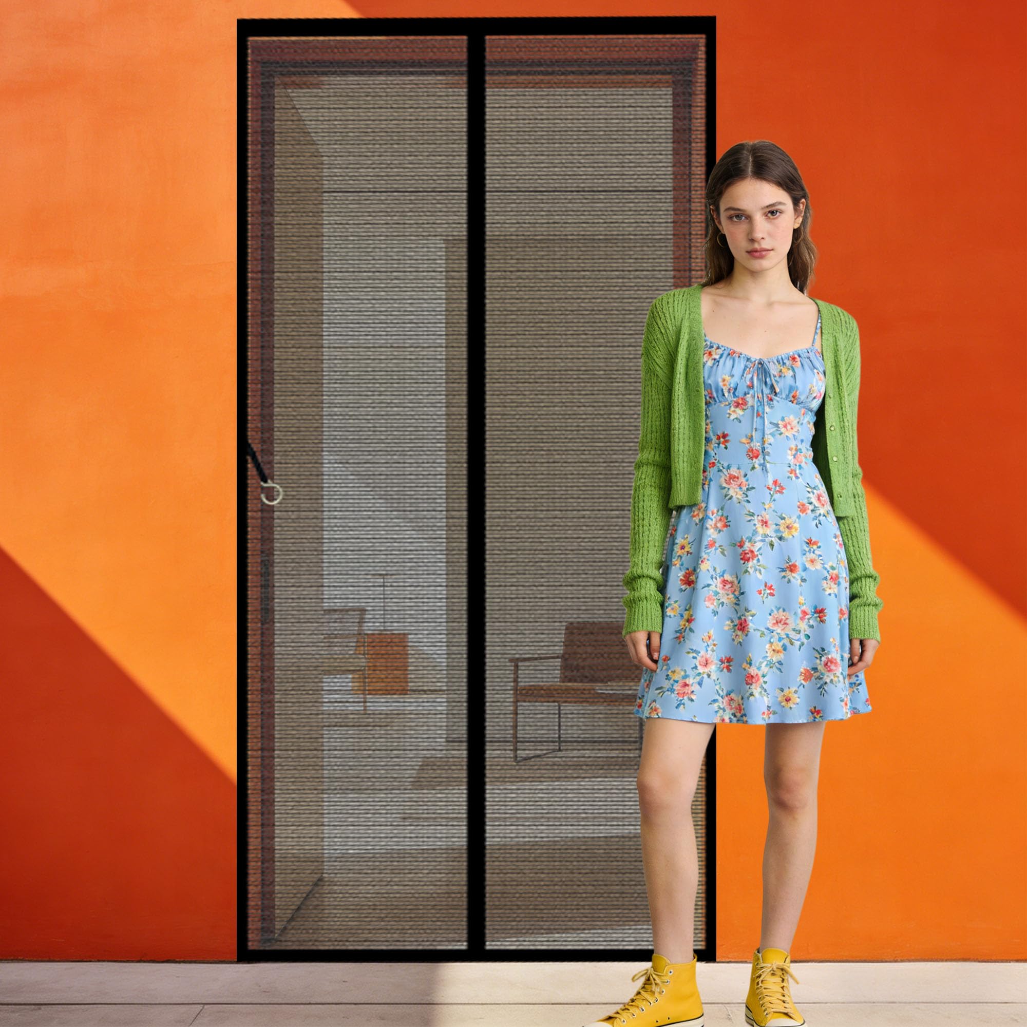 Moustiquaire porte fenetre magnetique anti insecte ajustable 115x300 cm fermeture automatique