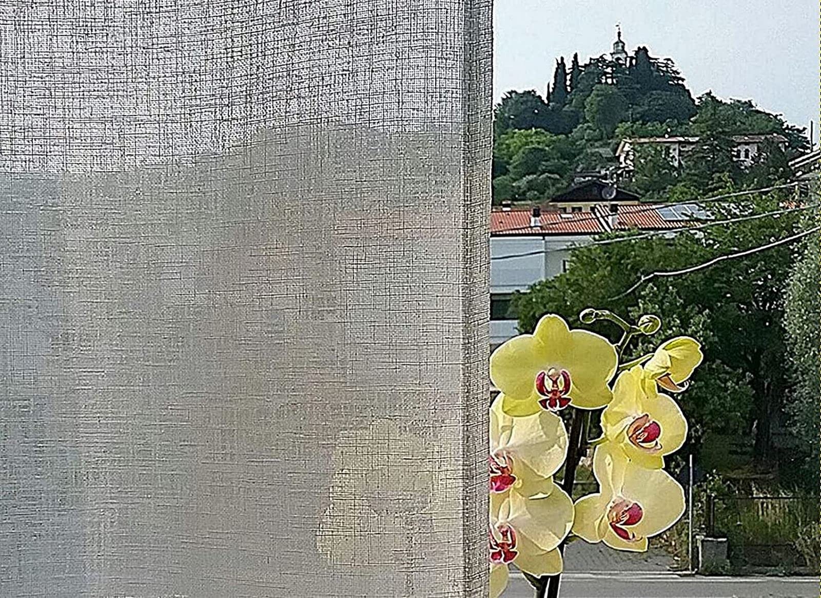 mauro Tende,Tendine corte mezza finestra a pannello -set.2 Tendine-altezza 60/90/120/160/180/200 - tessuto bianco effetto lino - lxh 45x180 cm