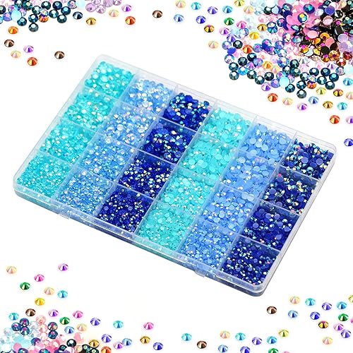 Miniatura 5 de Juego de diamantes de imitación azules para manualidades, diamantes de imitación de resina de 0.118 pulgadas, 0.157 pulgadas, 0.197 pulgadas para