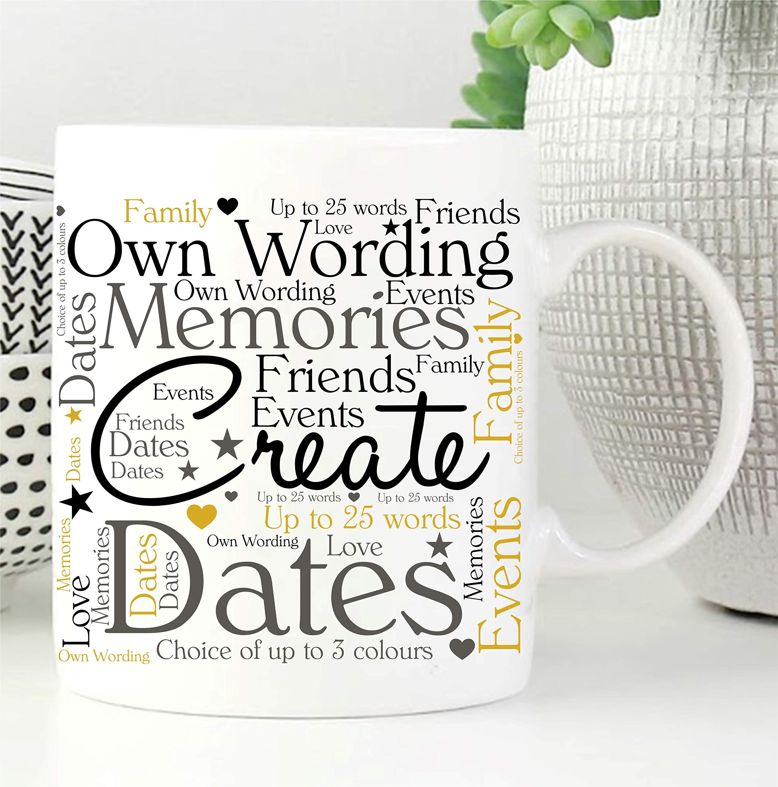 Pure Essence Greetings Create Your Own Personalised Word Art Mug & Coaster Gift Set. Complete with Gift Box.