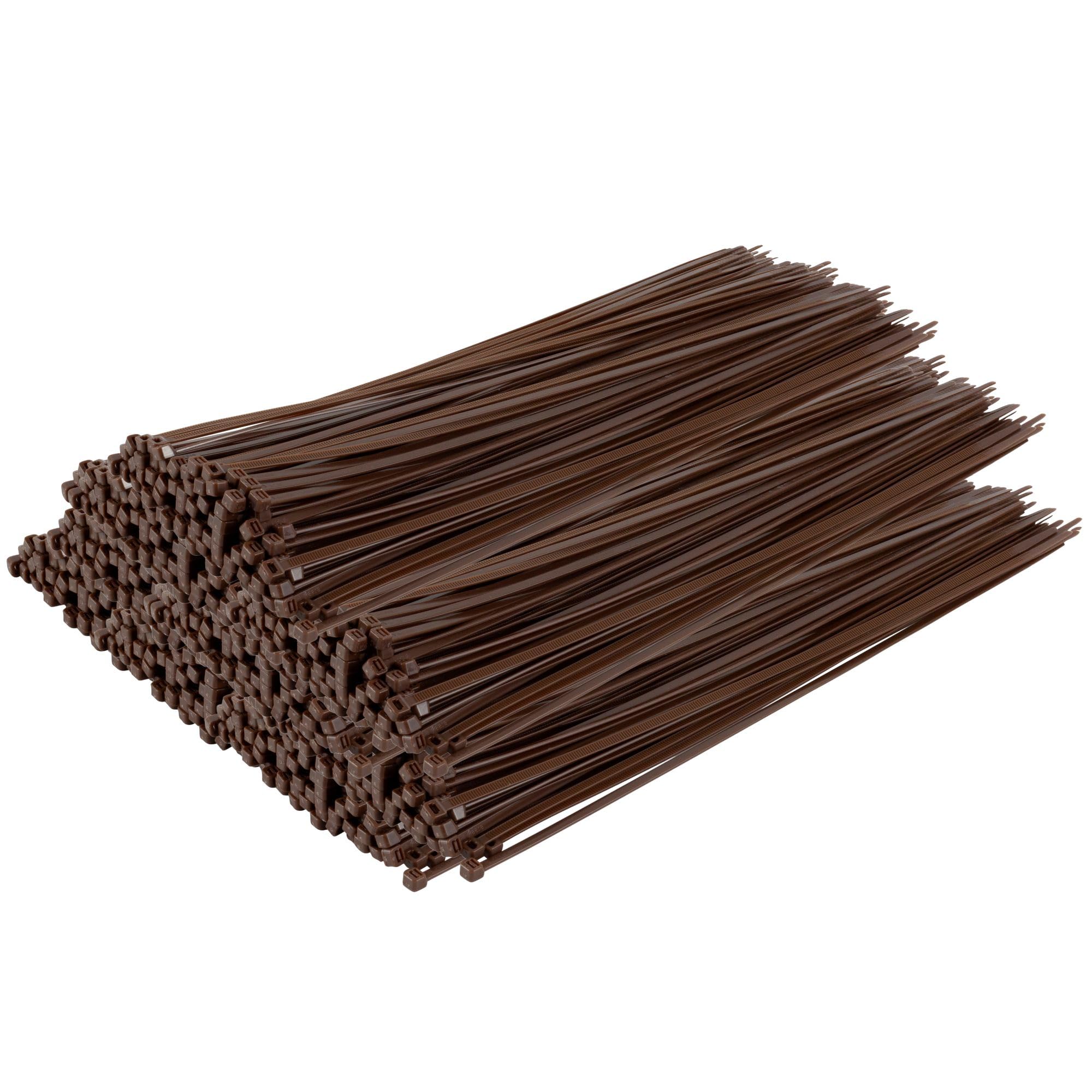 Gocableties Brown Cable Ties, 370mm x 4.8mm, Bulk Pack of 1000, 12” Premium Nylon Zip Ties, Multi-Purpose Plastic Tie Wraps, Secure Self-Locking Mechanism, for Home, Garden, Office and DIY
