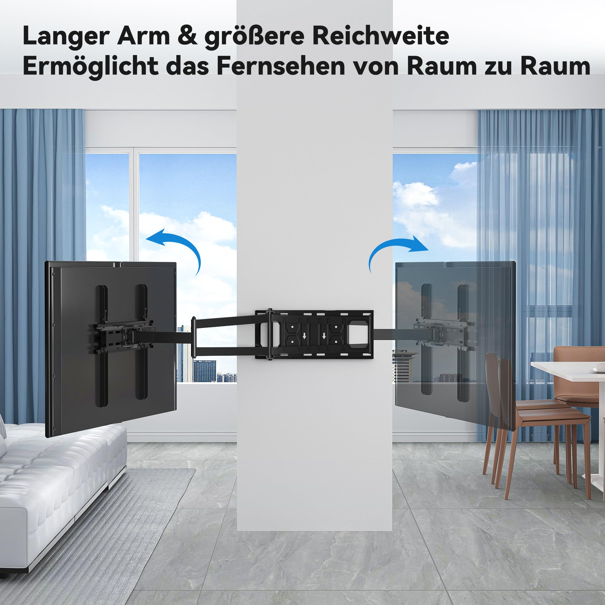 FORGING MOUNT TV Wandhalterung für 26-65 Zoll Flach & Curved Fernseher | TV Halterung mit Langem Gelenkarm 650mm, Schwenkbar Neigbar Ecke Wandhalterung Fernseher, bis zu 35kg, Max. VESA 400x400mm