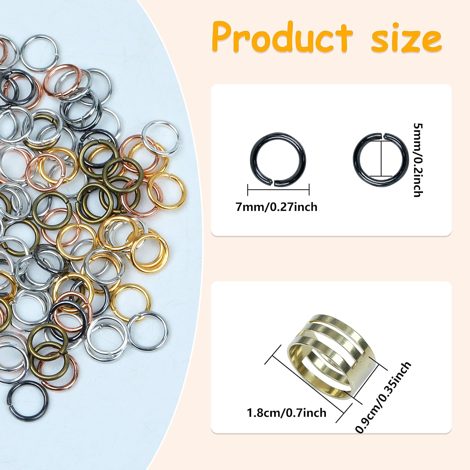 YAKA 1500Pcs 7mm1Box 6 Colors Open Jump Ring,Ring Jewelry Keychain for Jewelry Making Accessories,1Pcc Jump Ring Open/Close Tool and 1Pcs Clear Box (0.27"/7mm) image 2
