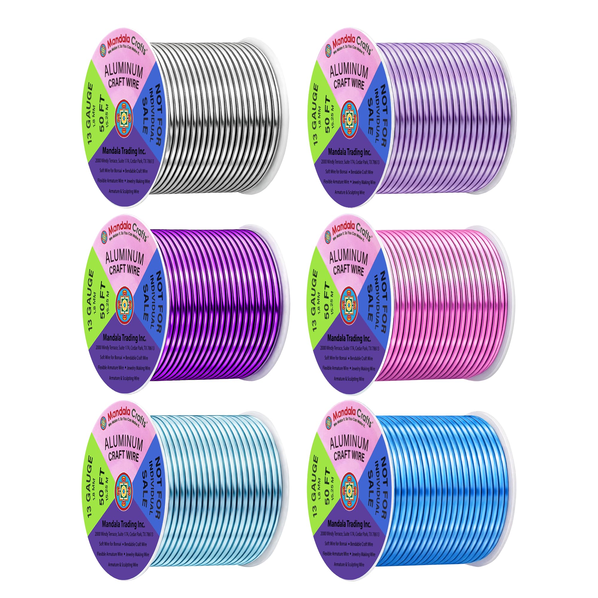 Mandala Crafts 13 GA Turquoise Pink Assorted Anodized Aluminum Craft Wire