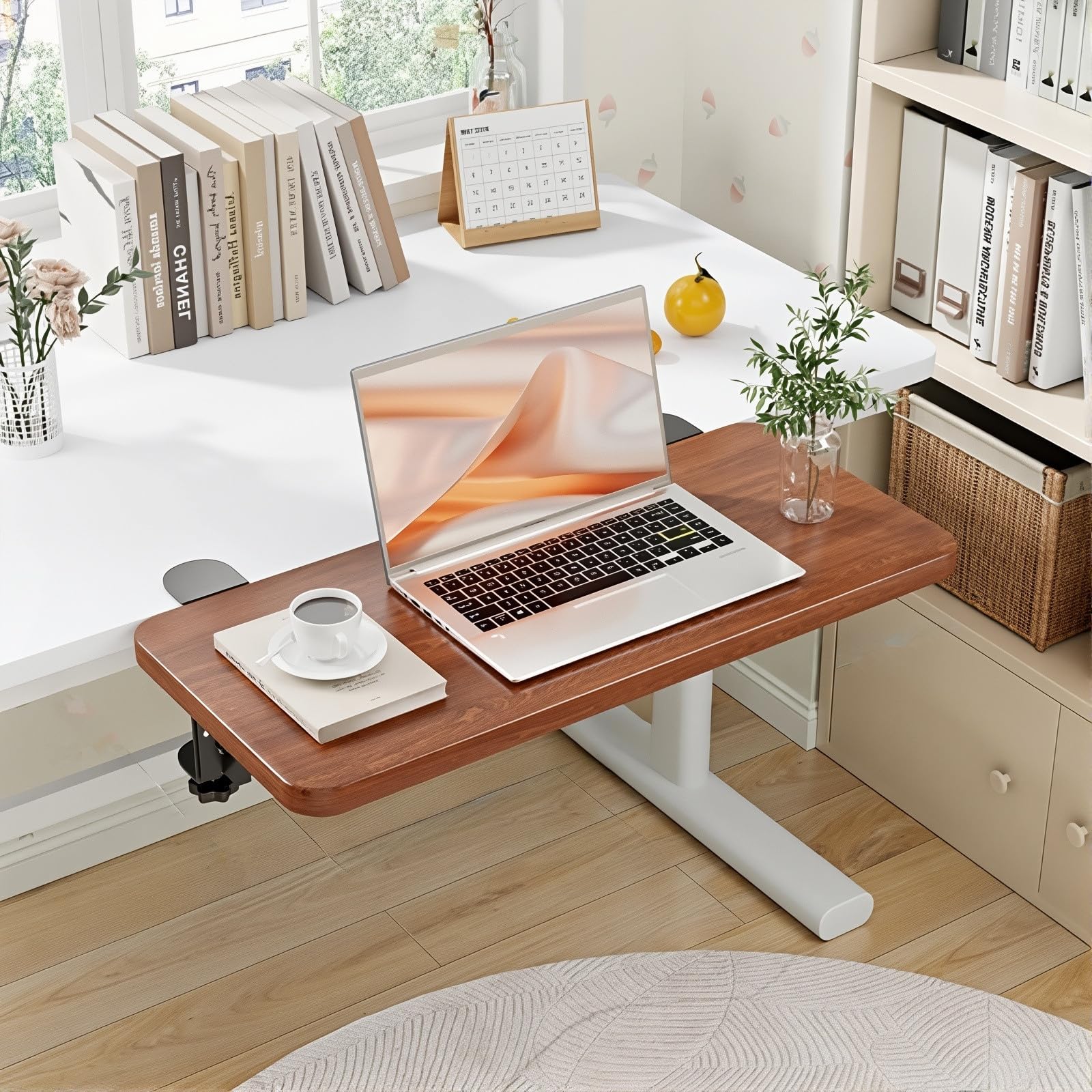 Ergonomische Computer-Schreibtisch-Verlängerungsplatte, Braun | Ergonomisch, Montage ohne Bohren, Klemmbefestigung an der Tastaturablage, Für Zuhause und Büro