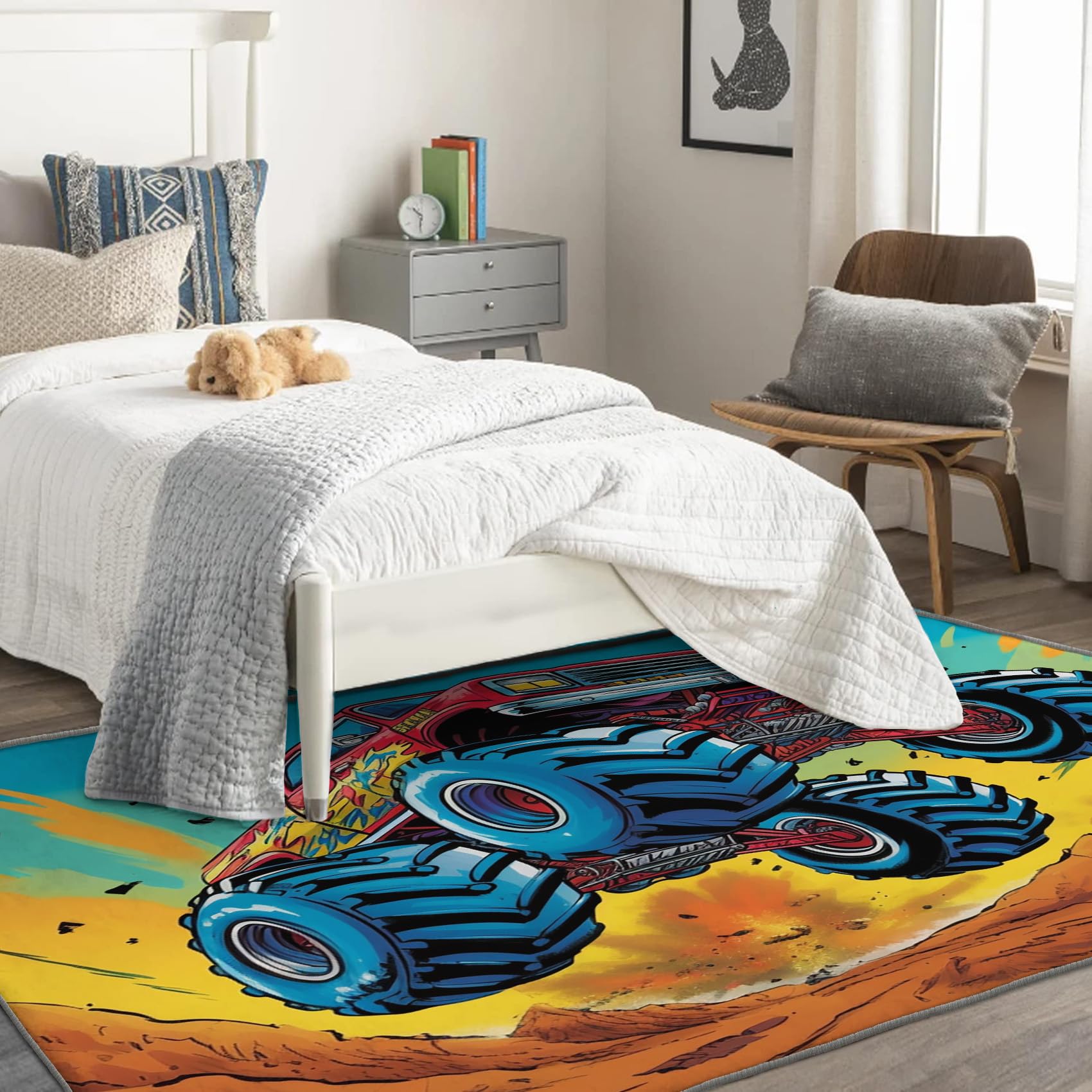 Amazon.com: Monster Truck Rug, 6x9 Rug, Washable Rugs for Living