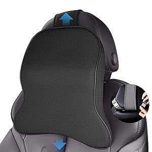 ZATOOTO Reposacabezas Coche Ajustable, Cojin Cervical Coche Conductor, Cojin Reposacabezas Coche, Comodidad y Transpirable Negro