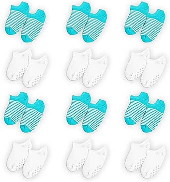 12 Paar Rutschsocken Kinder & Baby aus Baumwolle | Antirutsch Socken Baby, rutschfeste ABS-Sohle, für Krabbeln & Laufen, 6-12 Monate, 1-2 & 2-3 Jahre