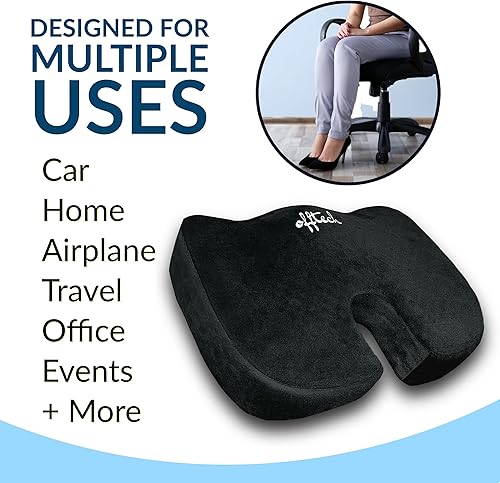 Miniatura 3 de offtech Paquete de 2 cojines de asiento de escritorio, cojín de asiento para aliviar el dolor de ciática, espuma viscoelástica de gel refrescante