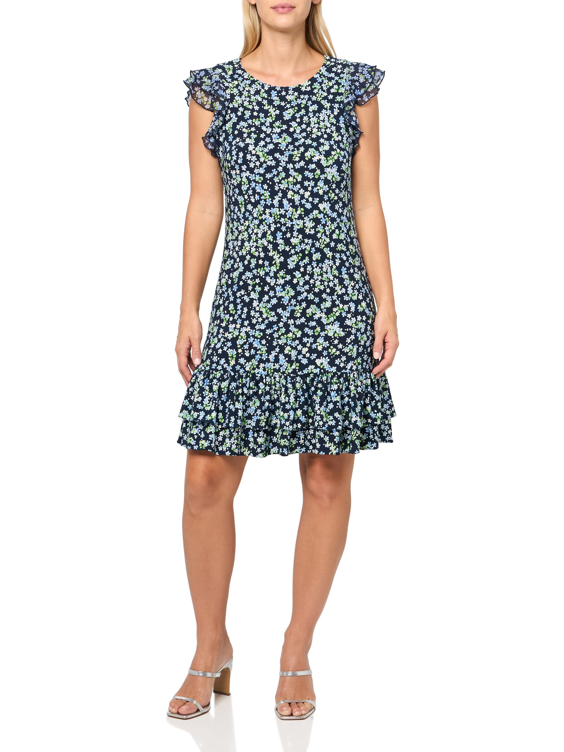 Tommy Hilfiger Womens Polyester Spandex Pattern Sheath Midi Layered Dress