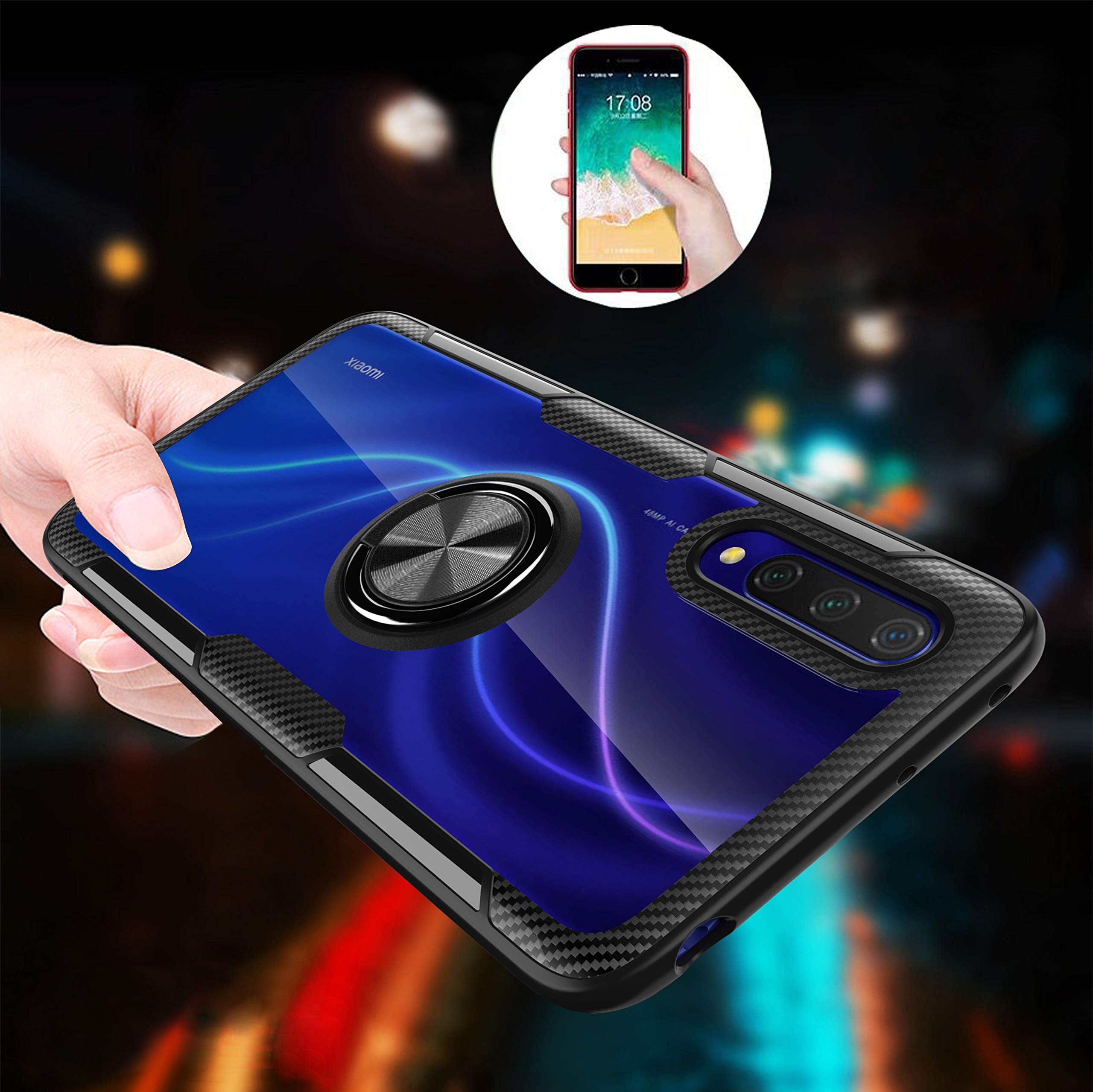 SORAKA Hülle Für Xiaomi Mi 10/10 Pro Mit 360° Ringständer – Transparent, Magnetplatte, Stoßsicher