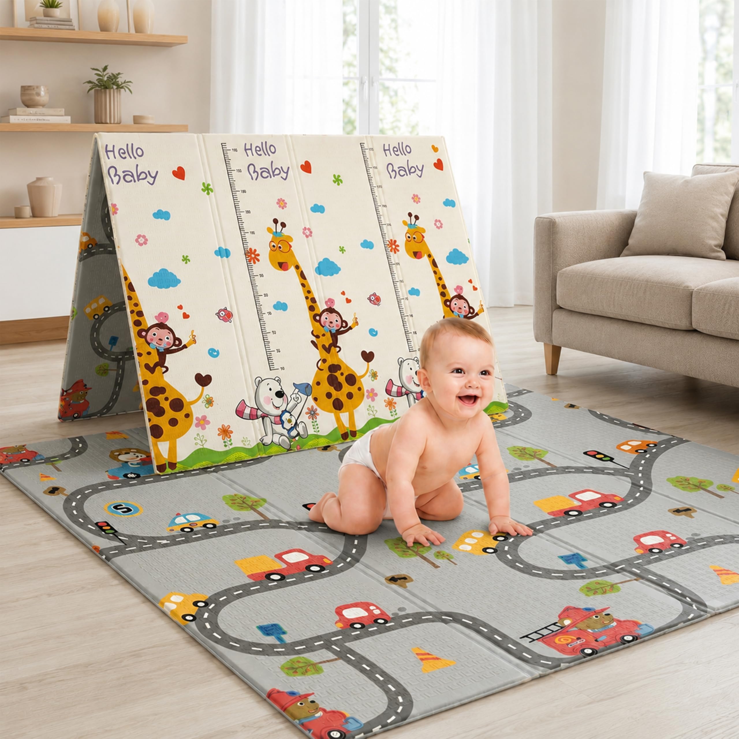 StarAndDaisy Play/Baby Mat for Floor Babies, Toddlers & Infants/Playmat for Floor with Double Sided Waterproof 8 MM mat for Kids Playing Reversible & Foldable Design -Assorted-image-15