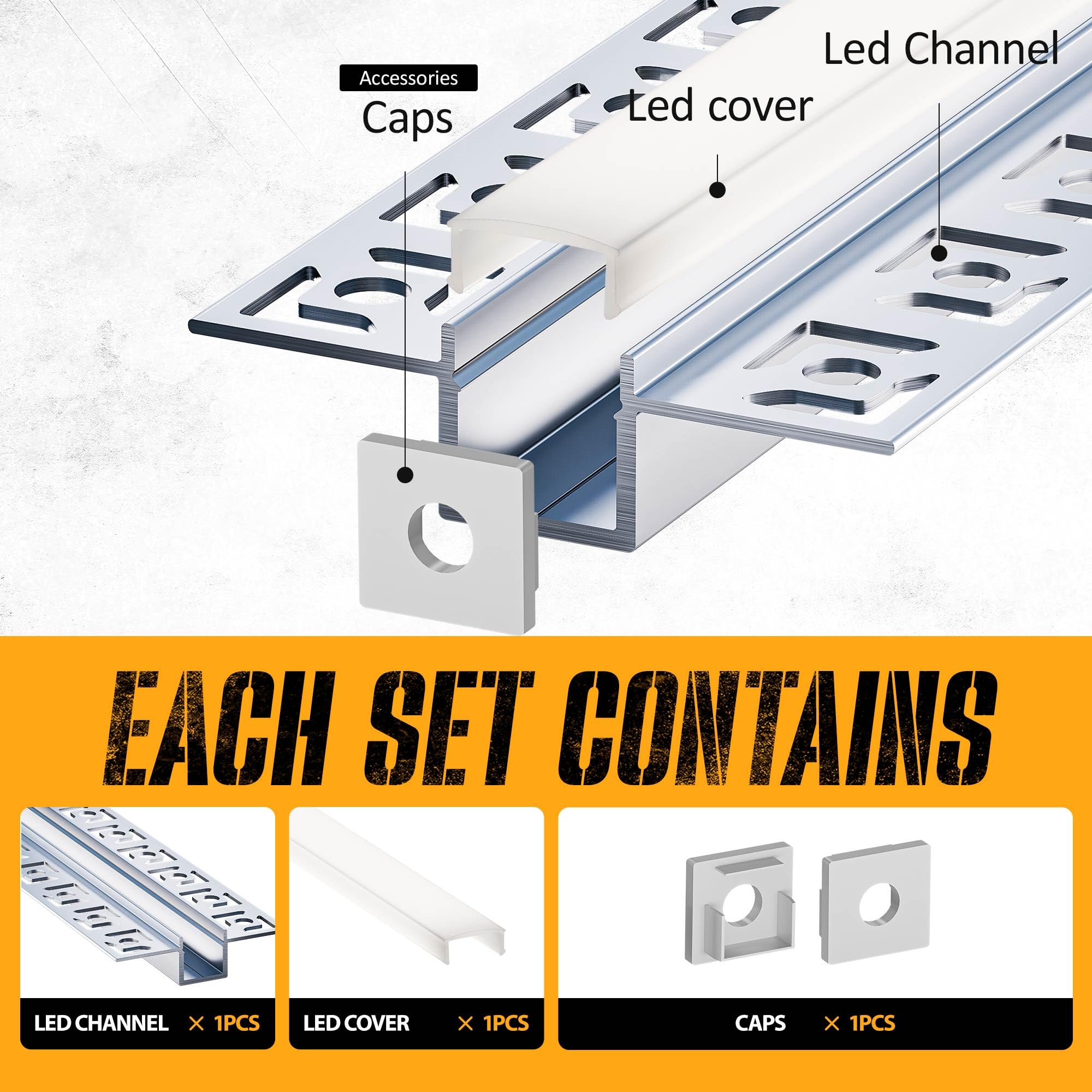 Profili in Alluminio per Cartongesso per LED con Alette 2 m 15 pz, Profilo Alluminio per Strisce led Larghezza Massima 12 mm, Canalina led che Diffonde Uniformemente la Luce (SA03, 2 m 15 pz)