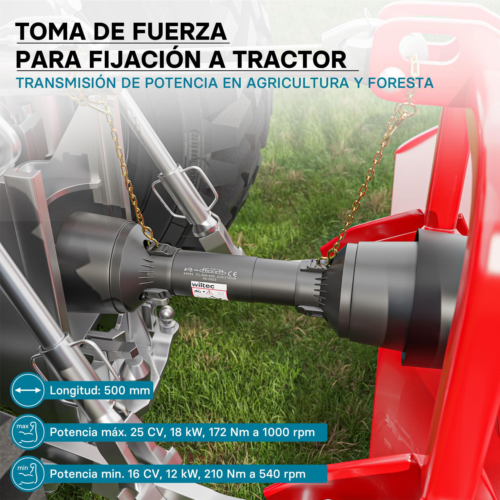 Gelenkwelle Tractor 540Rpm Eje Cardán T1 De Toma De Fuerza (PTO), 500-650  Mm, 210 Nm – Para Tractores Y Maquinaria Agrícola Eje Toma De Fuerza