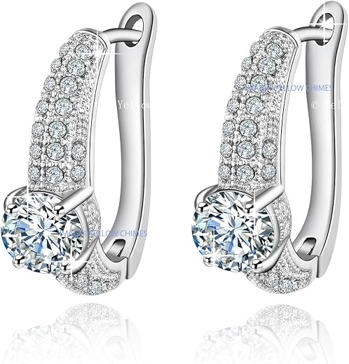 Yellow Chimes Clip On Earrings for Women A5 High Grade Crystal White Clip On Earrings for Women and Girls