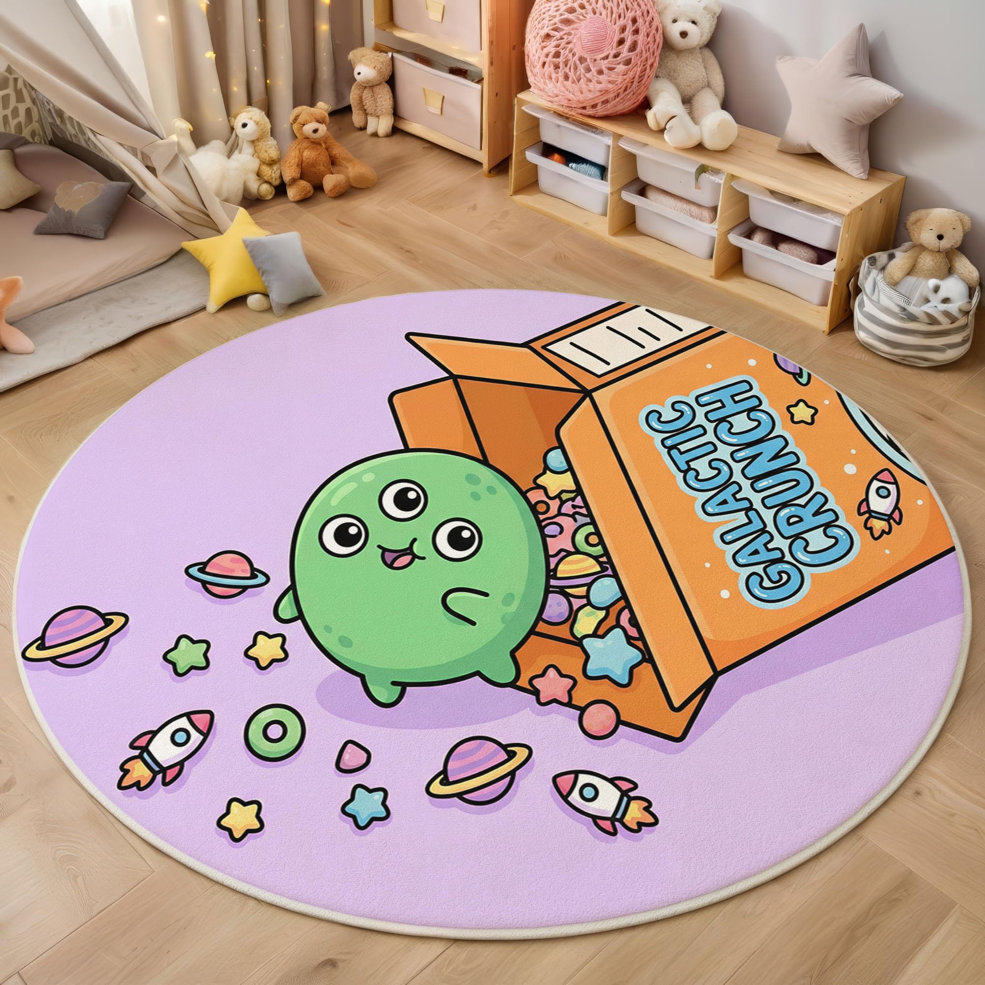 Tapis de chambre lavable rond 100 cm violet : grand tapis intérieur doux antidérapant