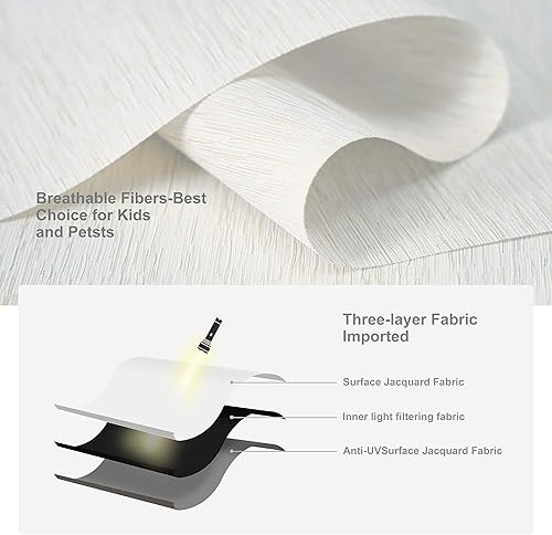 Miniatura 4 de BERISSA Persianas enrollables sin cordones con filtro de luz, para ventana, tela jacquard a rayas, protección de privacidad, protección UV,