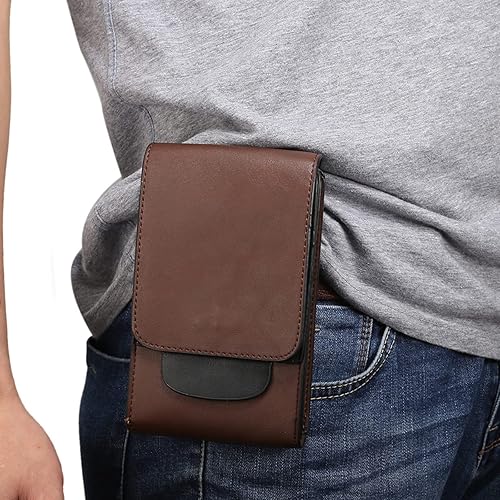 Miniatura 10 de Riñonera de cuero para teléfono celular para hombre, clip para cinturón de teléfono celular, bolsa vertical pequeña para teléfono inteligente con