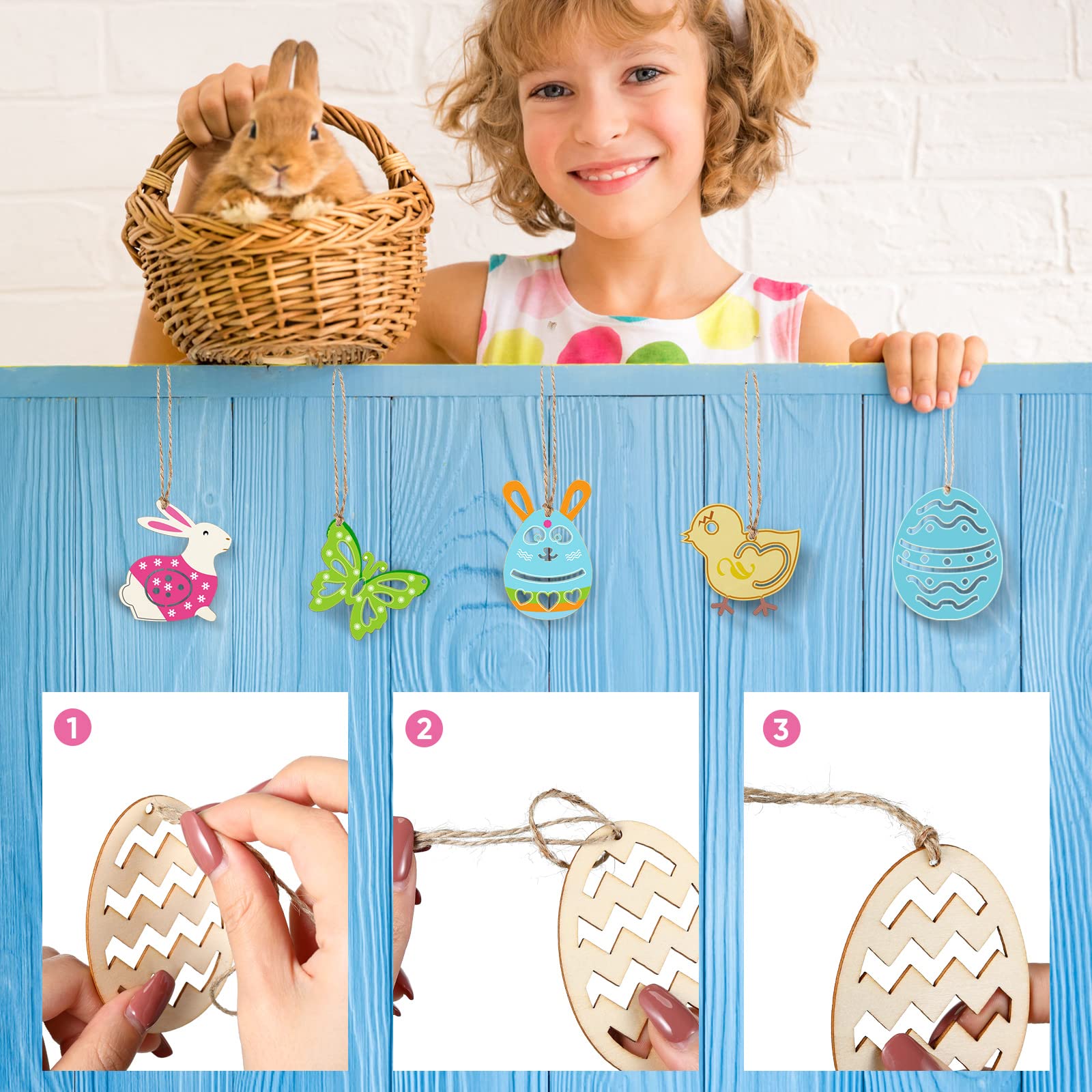 Set 7 Timbri Pasquali In Legno - Coniglietti, Pulcini E Uova Per Decorazioni Creative - Foto 7