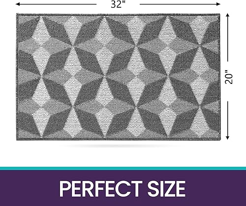 Miniatura 2 de DEXI Tapete antideslizante para puerta interior, tapete de bajo perfil lavable para puerta delantera, entrada interior, 20 x 32 pulgadas, color