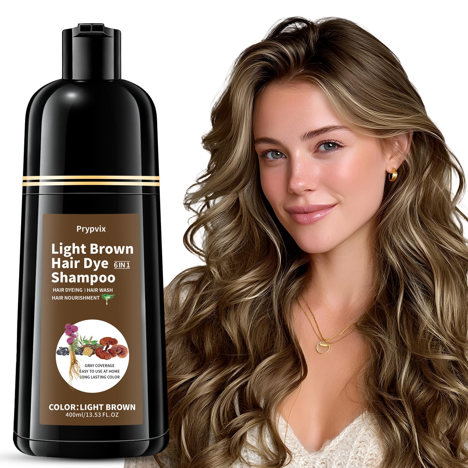 Amazon.com : Prypvix Light Brown Hair Dye Shampoo for 100% Gray