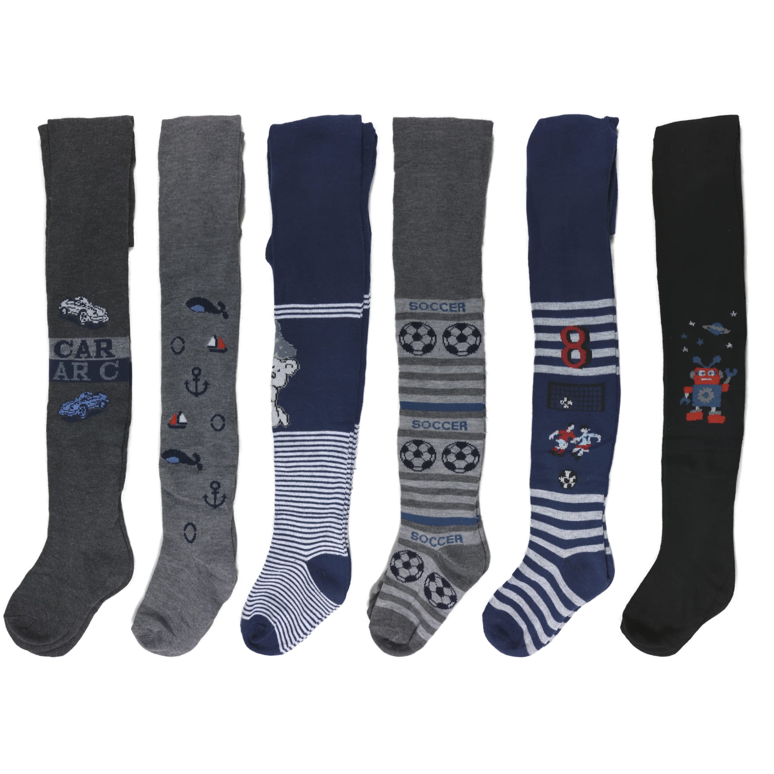 6er Pack Jungen Strumpfhosen - Größen 98-152, 70% Baumwolle, Für Herbst & Winter