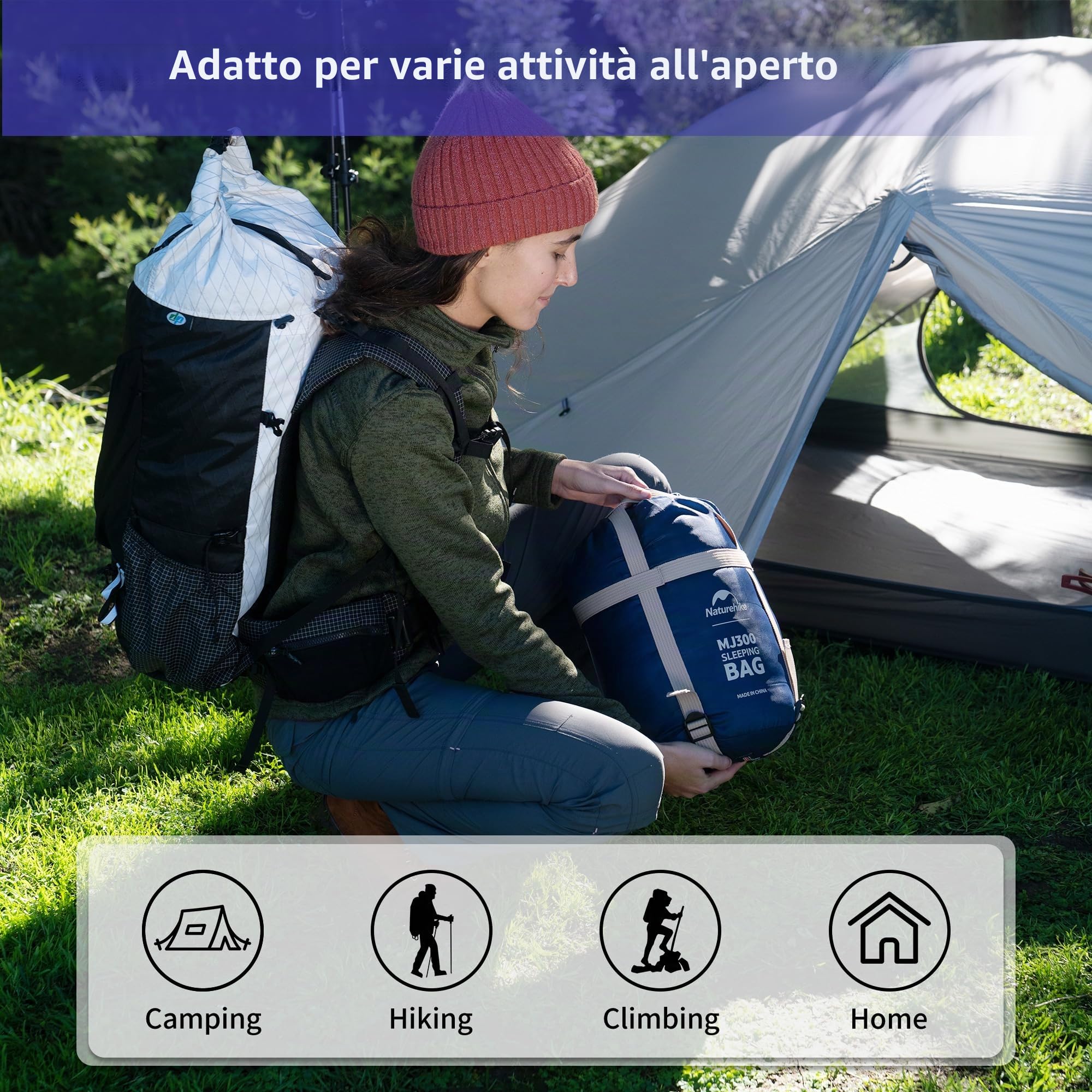 Naturehike Sacco a Pelo Mummia Sacco a Pelo Invernale in Cotone 4 Stagioni Adatto per 4℃ per Escursionismo, Campeggio, Alpinismo, Trekking