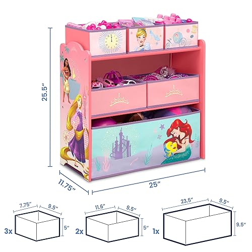 Miniatura 8 de Delta Children Design  Store - Organizador de almacenamiento de juguetes de 6 contenedores Disney Princess Disney Princess, Minnie Mouse - Dotty