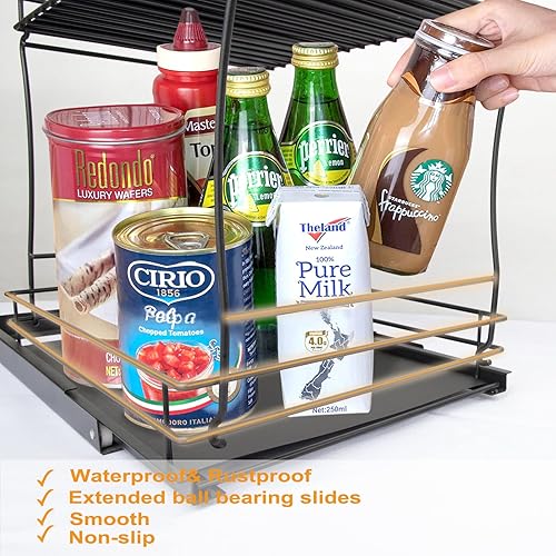 Miniatura 2 de POKBYAMR Organizadores extraíbles para armario de aperitivos con estante de especias pequeño deslizante de dos niveles para armario interior cestas