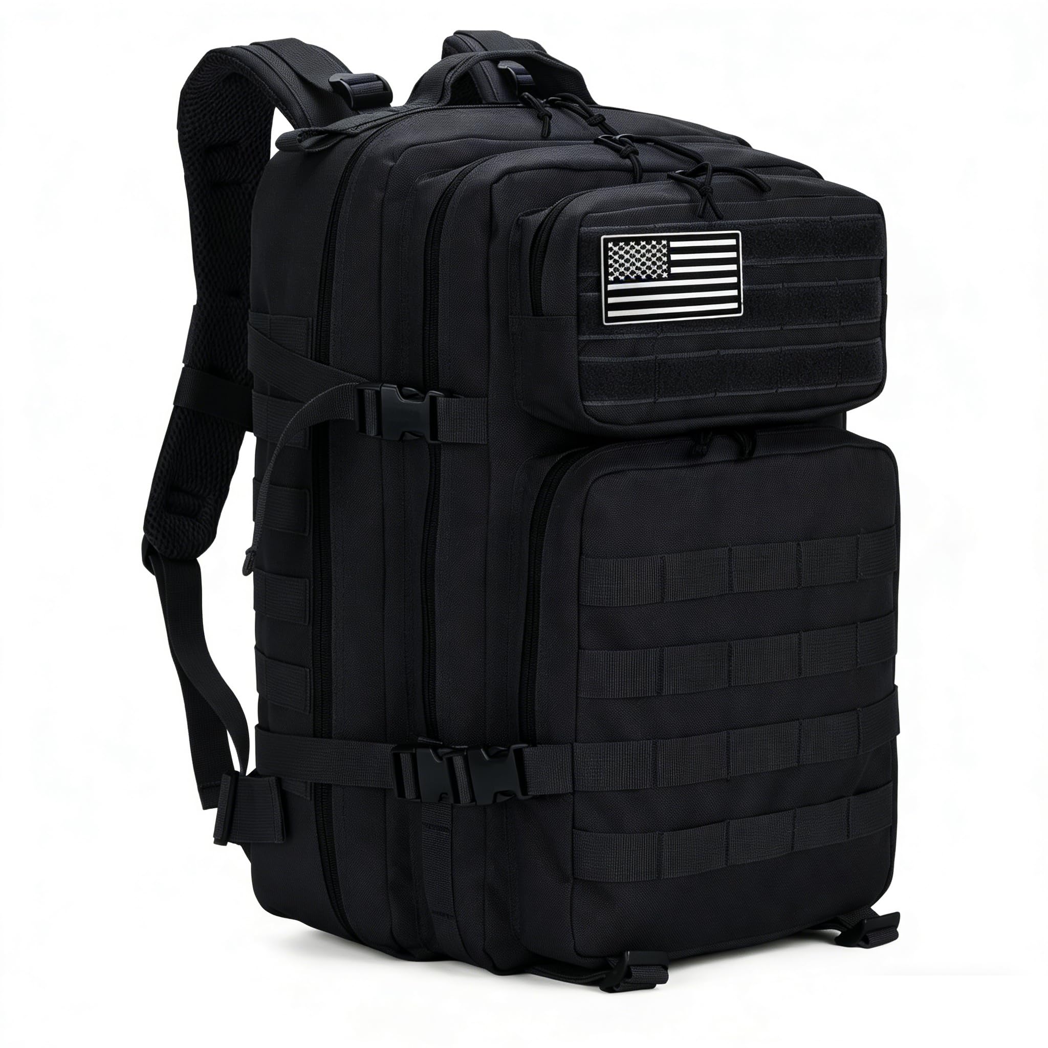 SEYATULLH 45L Military Tactical Backpack for Men & Women Bug Out Bag Assault pack Molle Daypack Hiking Trekking Rucksack(Black)