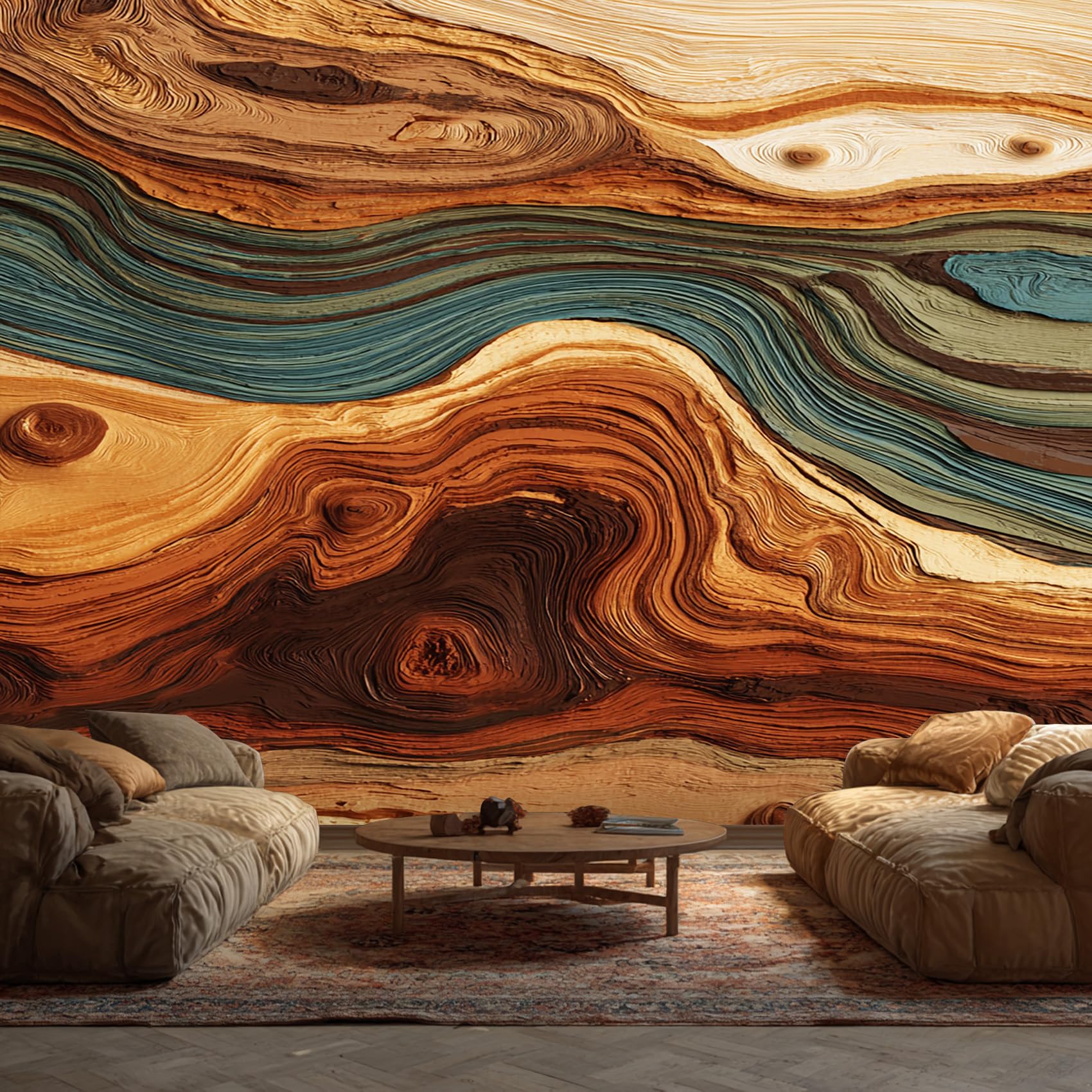 Wood Effect Wallpaper, Abstract Textured Mural Wallpaper, Wood Effect Room Decor Wall Art for Living Room Bedroom Kitchen 390L x 260W cm, SH0248